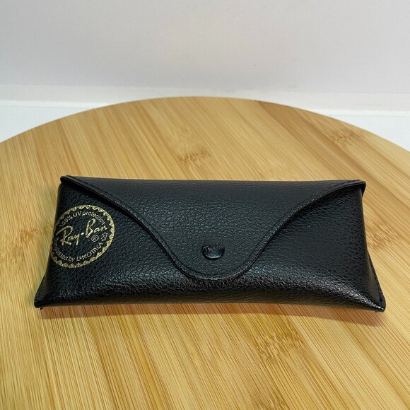 Ray Ban Black Pebble Grain Sunglasses Case Faux Leather Button Snap Down - Picture 1 of 6
